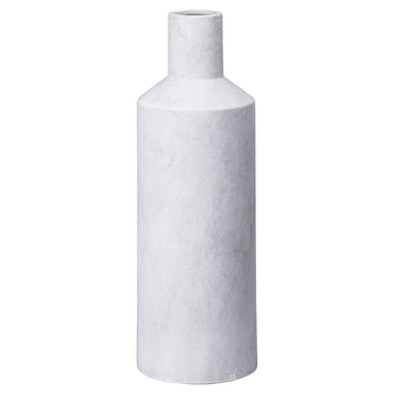 Minimalist ceramic vase in neutral stone tone, 42cm tall with hand-finished texture, perfect for faux floral arrangements by Sostter at brixbailey.com