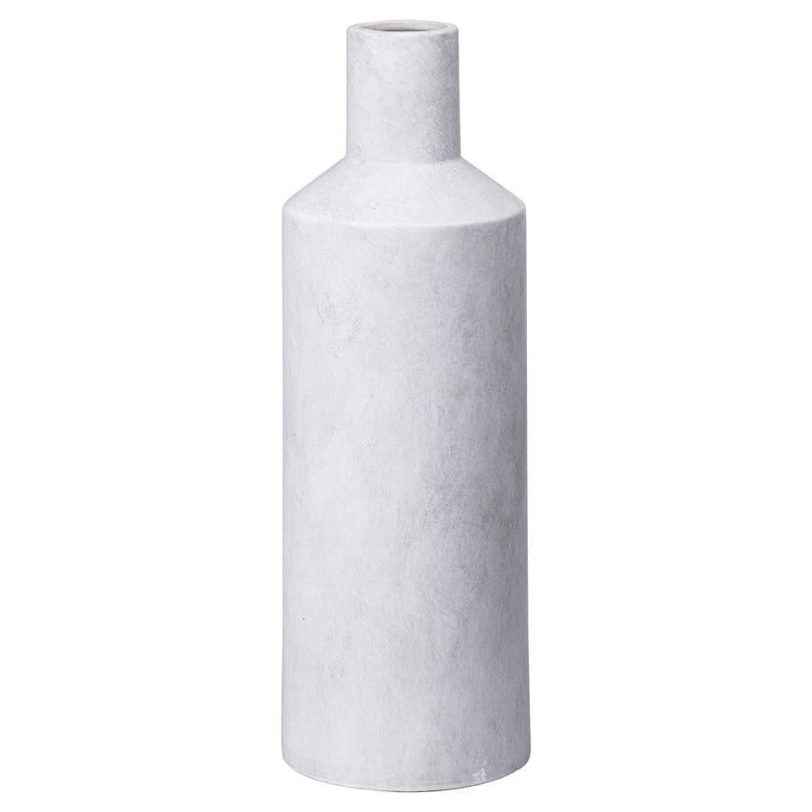Minimalist ceramic vase in neutral stone tone, 42cm tall with hand-finished texture, perfect for faux floral arrangements by Sostter at brixbailey.com