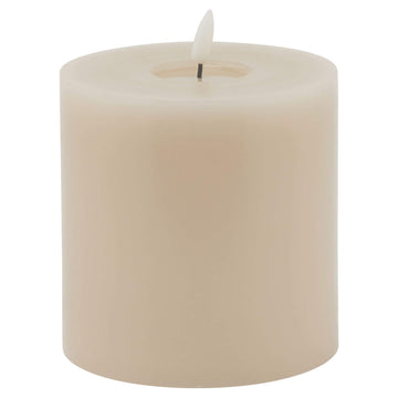 Lifelike taupe LED wax candle with realistic melt effect and flickering glow for home decor ambiance by Hill Interiors at brixbailey.com