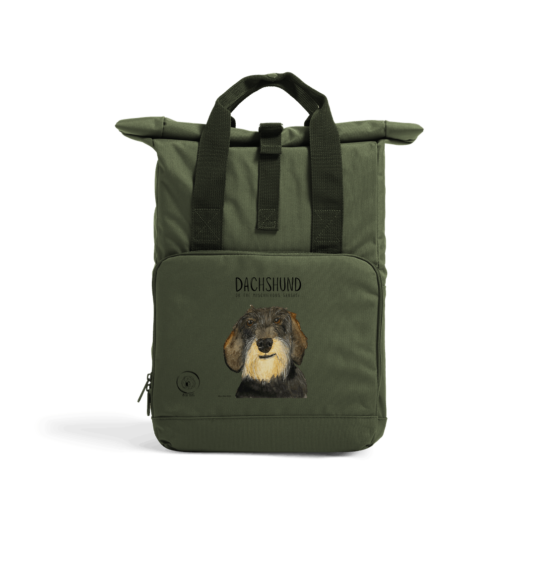 Wire Haired Dachshund Roll-Top Backpack – Small Dog, Big Adventure!