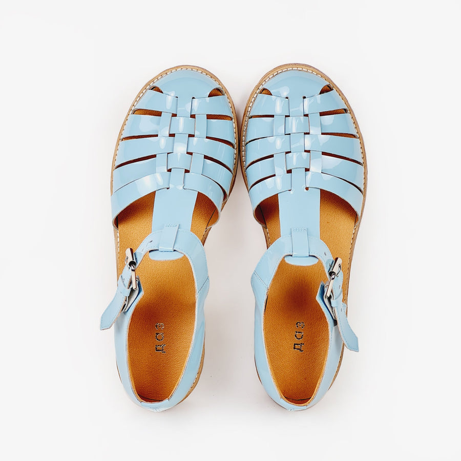 Handmade Leather Fisherman Sandals - Light blue