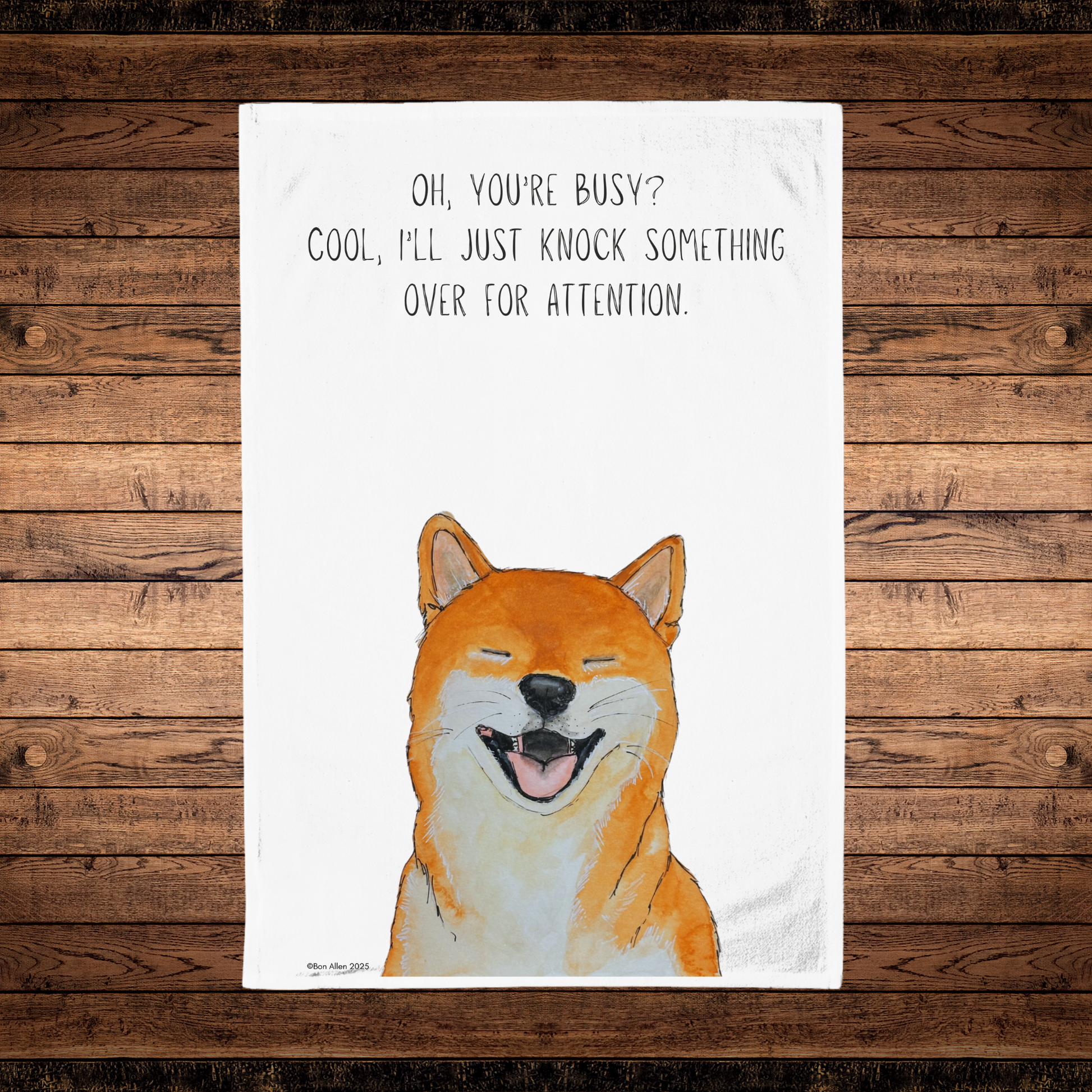 Shiba Inu Chaos Coordinator Tea Towel – Expect the Unexpected