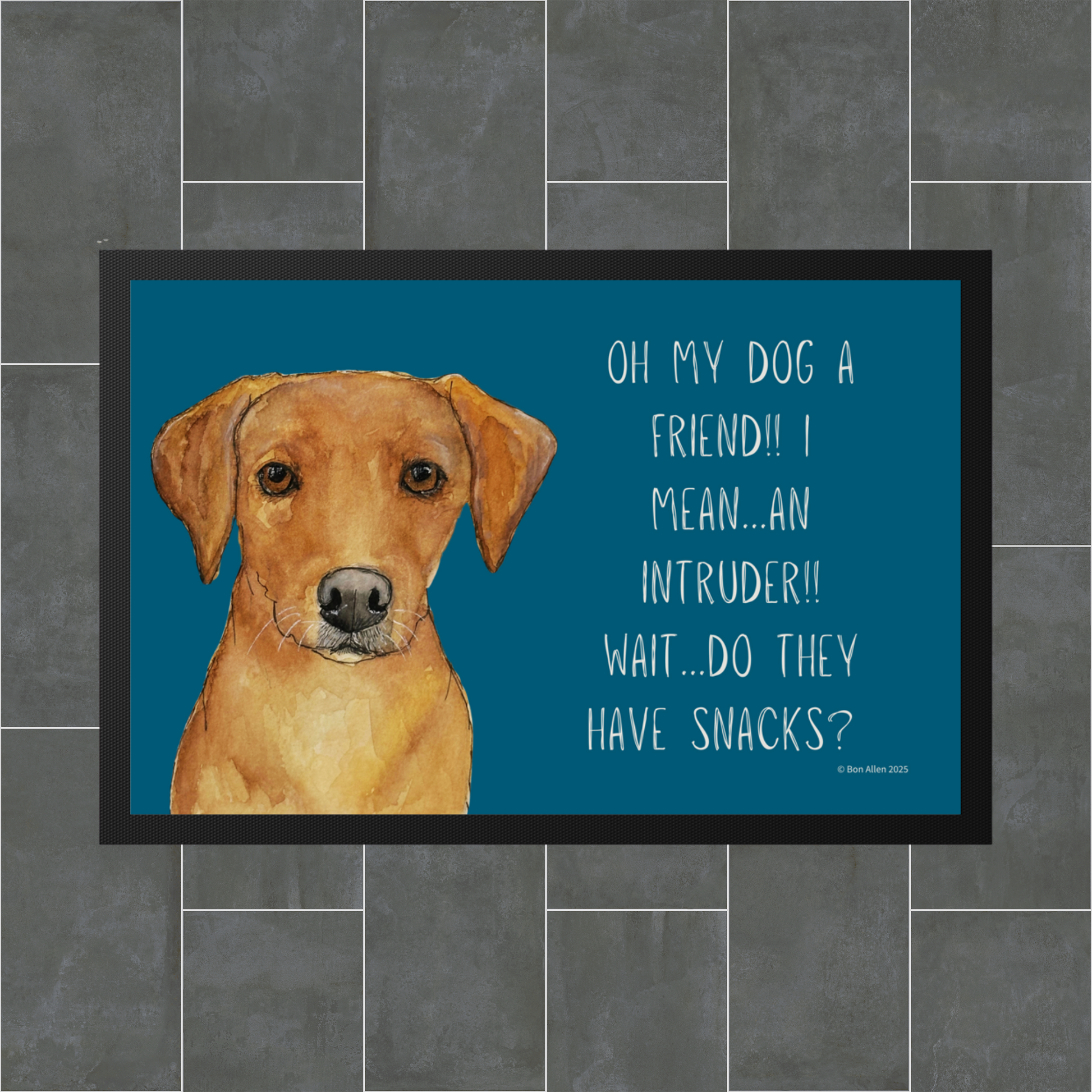 Fox Red Labrador Welcome Mat – Is It a Friend, Intruder… or Snack Delivery?!