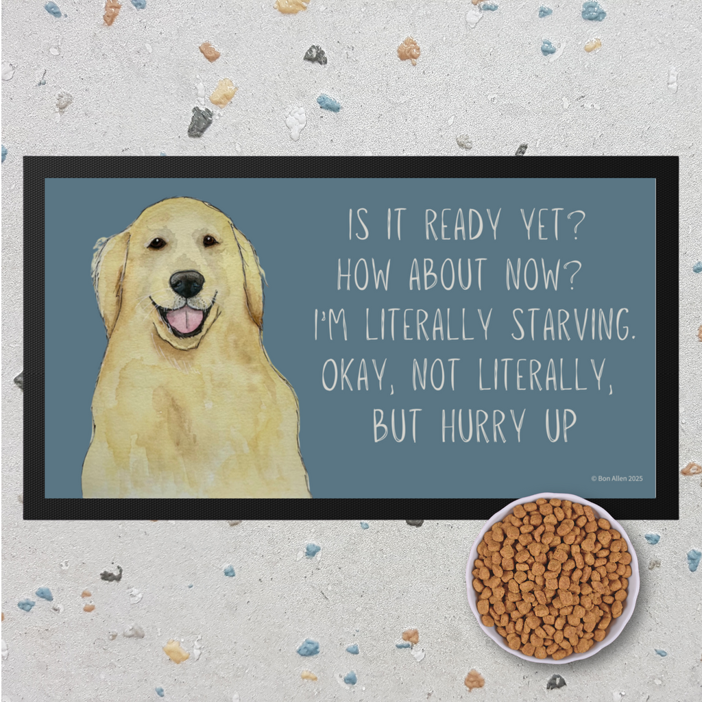Golden Retriever’s Ultimate Feast Mat – Hurry Up, Hooman!