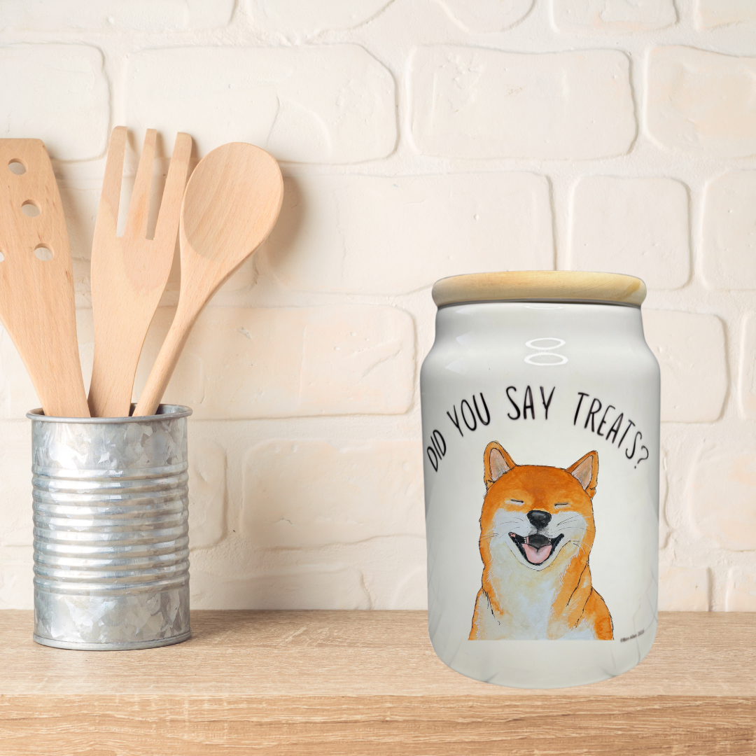 "Treats? I Prefer Tribute." – Shiba Inu Ceramic Treat Jar