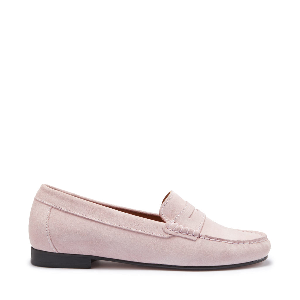 Ice Pink Suede Penny Loafers for Women