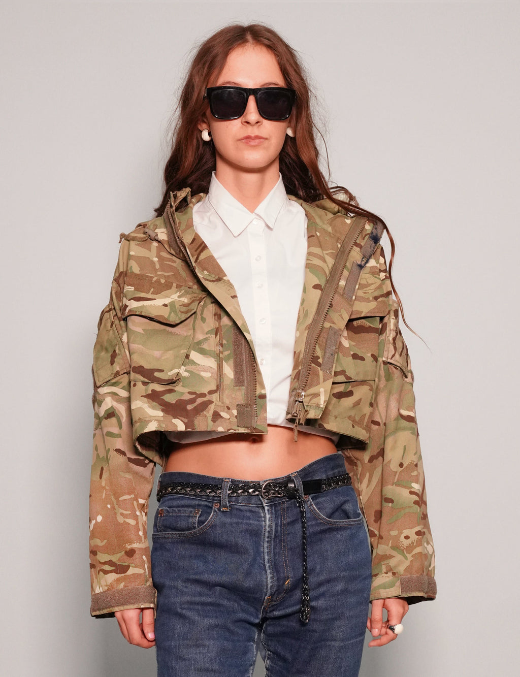 Cropped Camo Smock Jacket