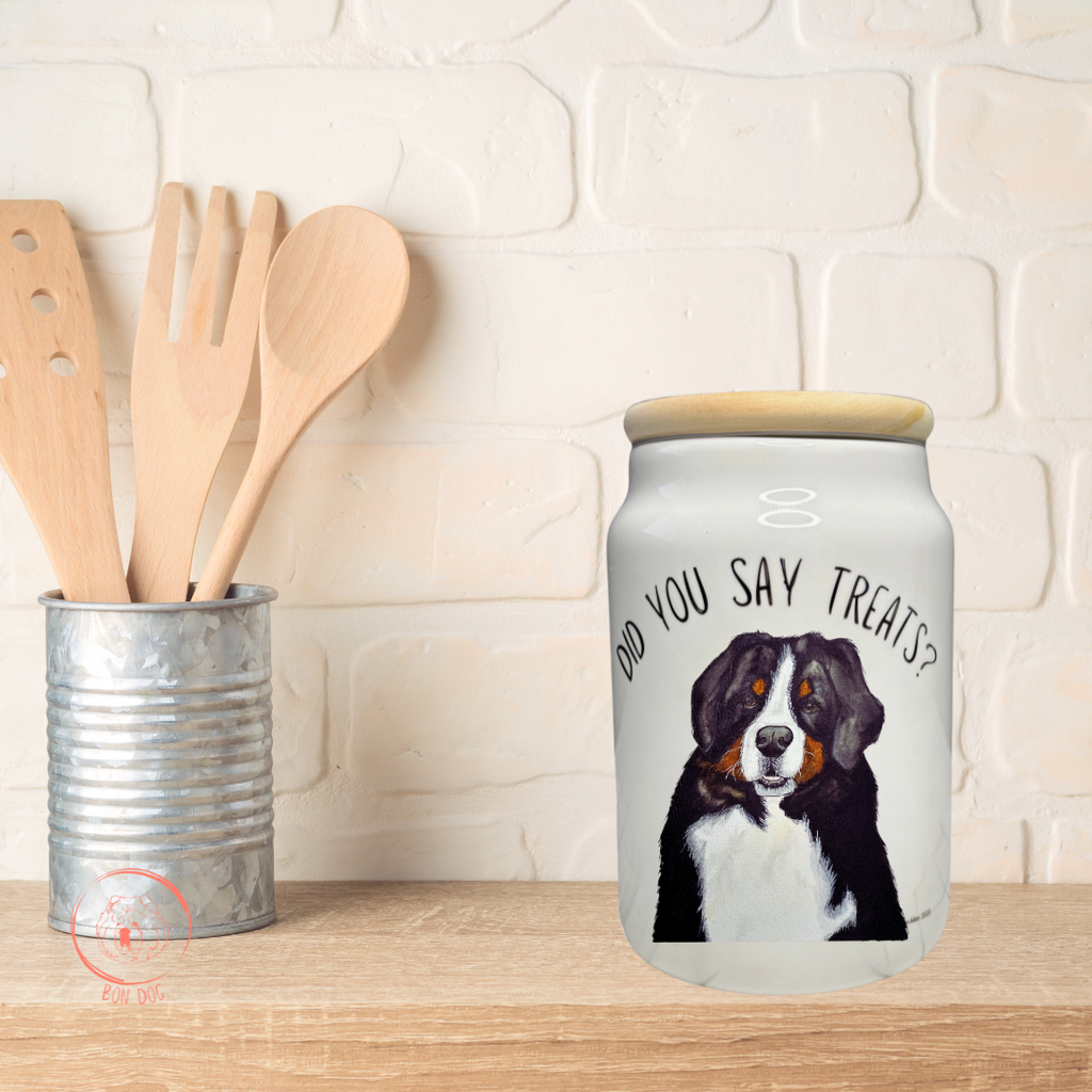 Bernese Mountain Dog Ceramic Treat Jar – Keep the Treats Safe!