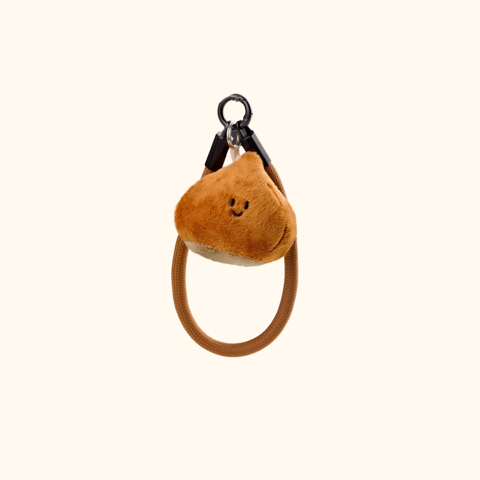 Mini Chestnut Plush Bag Charm in Warm Brown
