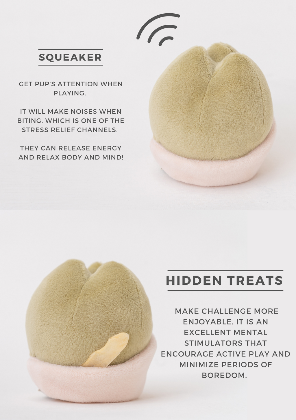 Paradise Pet Toy with Squeaker and Treat Pocket