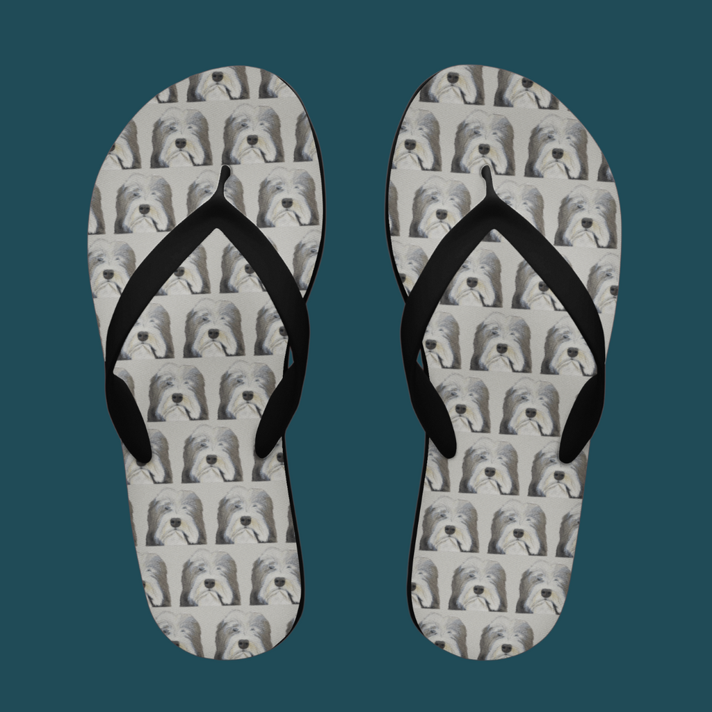 Bearded Collie Flip Flops: Walk on the Wild Side with Comfort and Chaos!