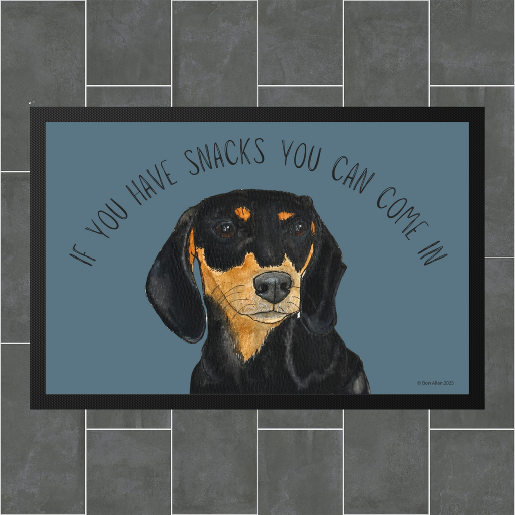 Snacks-Only VIP Access: The Black & Tan Dachshund Doormat!
