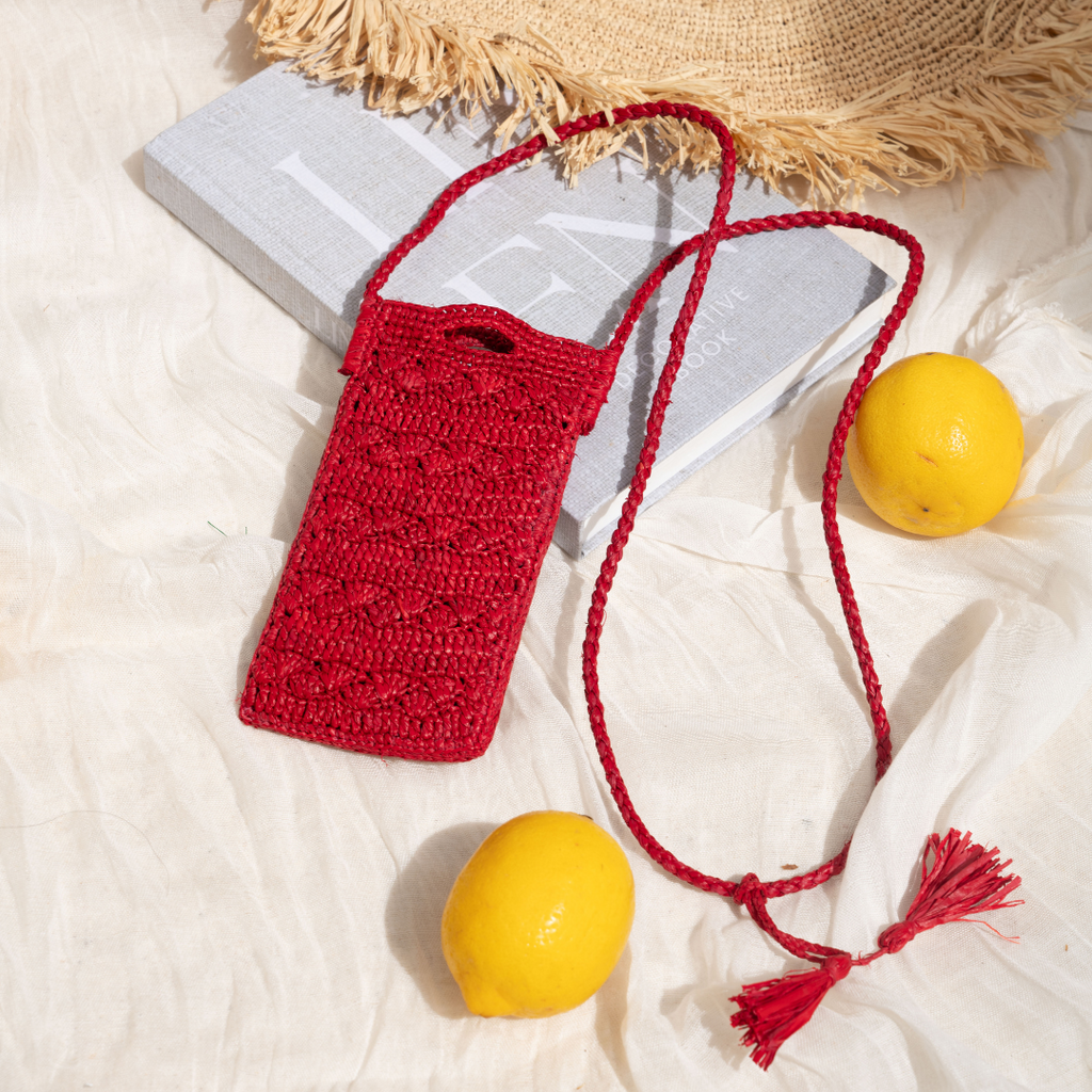 Raffia Phone Pouch Crossbody