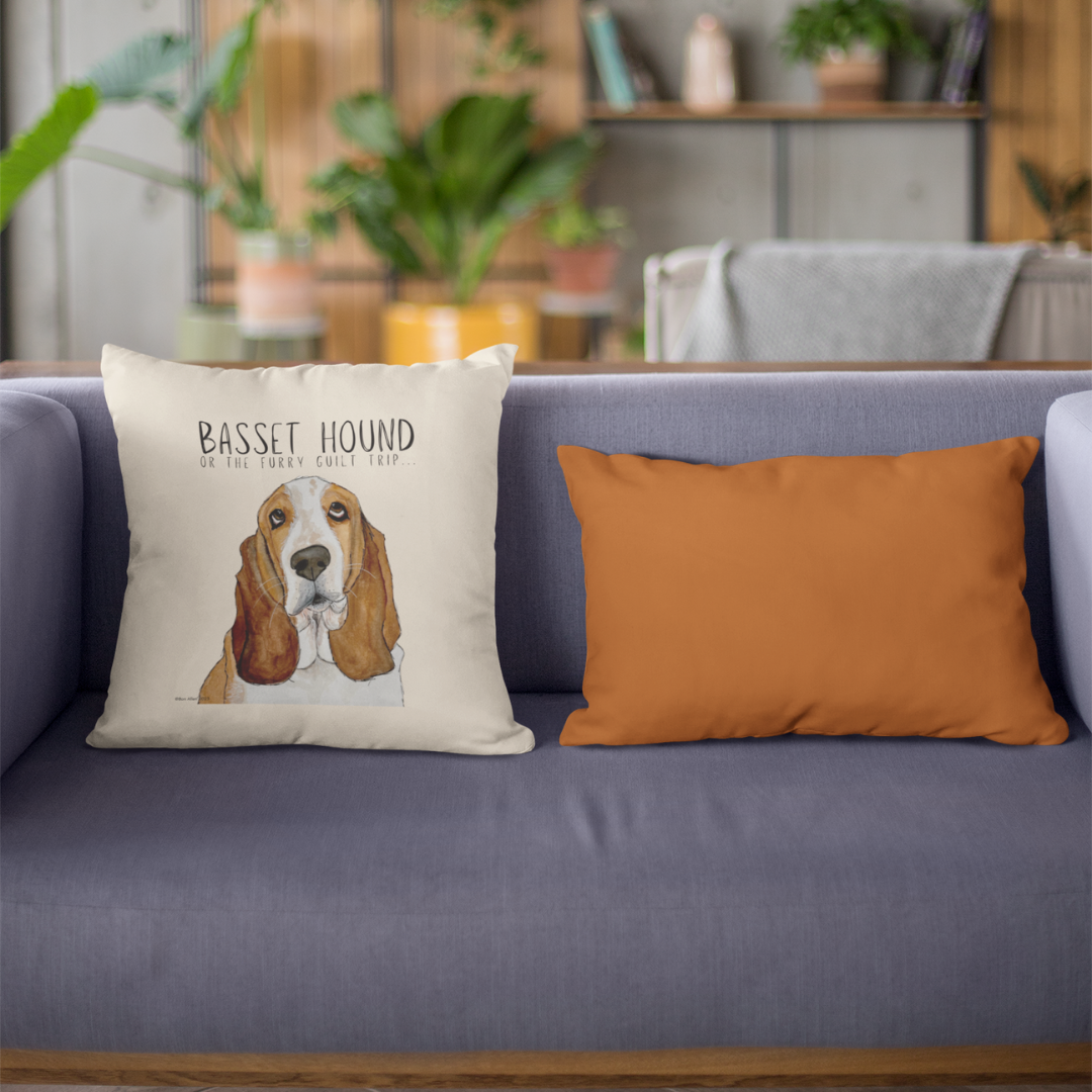 Basset Hound Cushion Cover – Guilt-Tripping in Style!