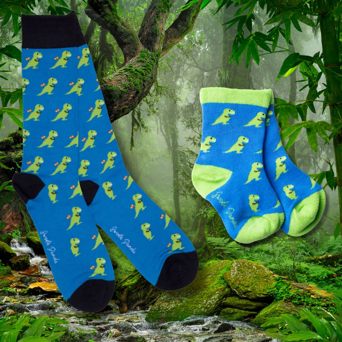 T-Rex Matching Bamboo Socks for Adults and Children