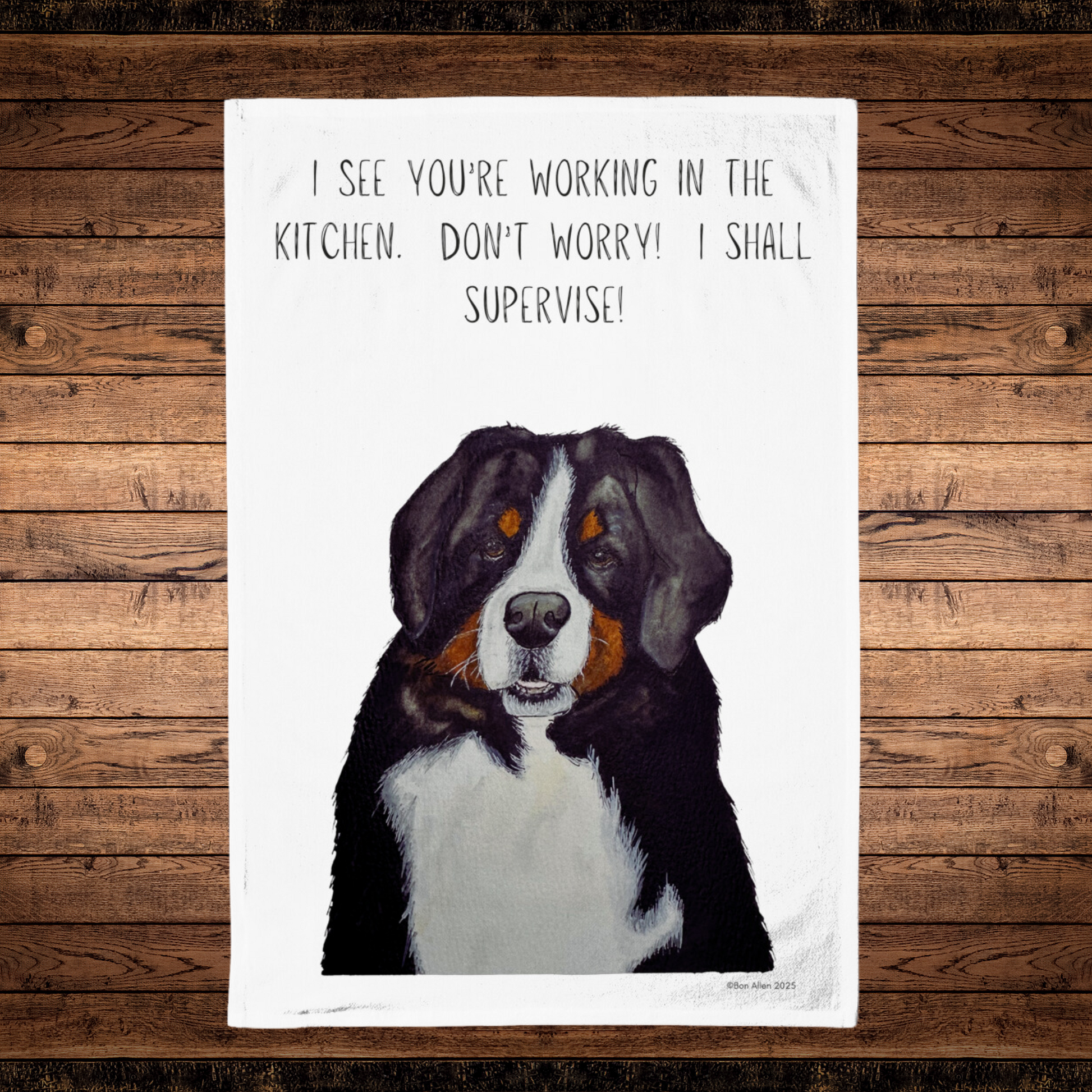 Bernese Mountain Dog Tea Towel – Furry Helper in the Kitchen!