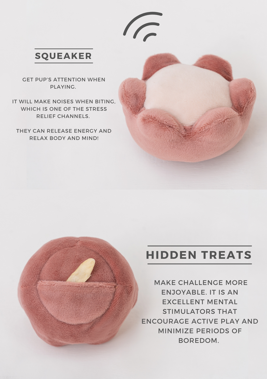 Paradise Rose Pet Toy with Hidden Treat Pocket