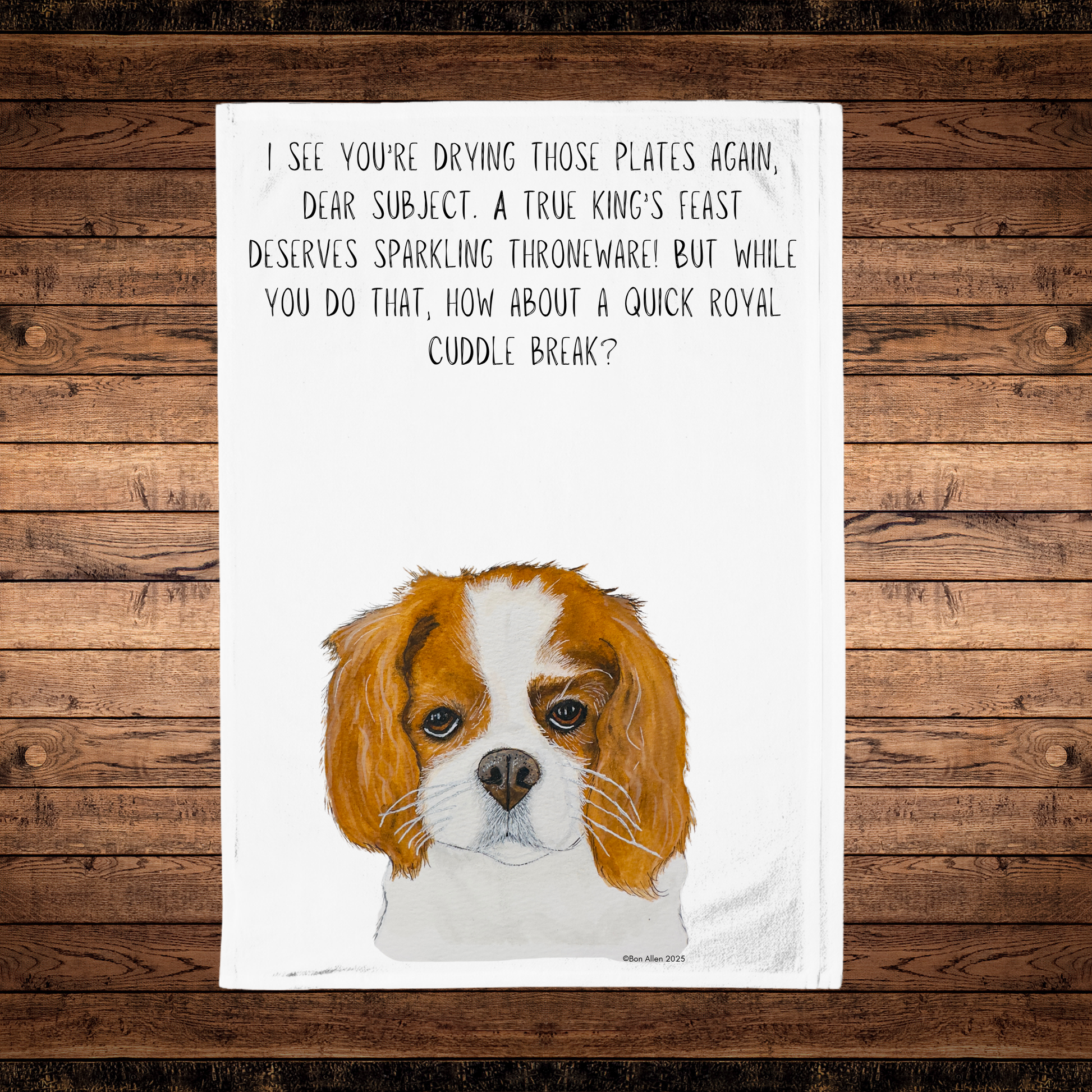 Royal Cuddle Break: Cavalier King Charles Spaniel Tea Towel