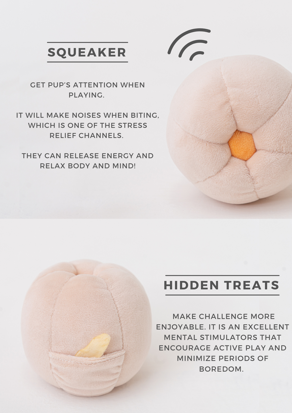 Cucurbita Plush Pet Toy with Hidden Treat Pocket