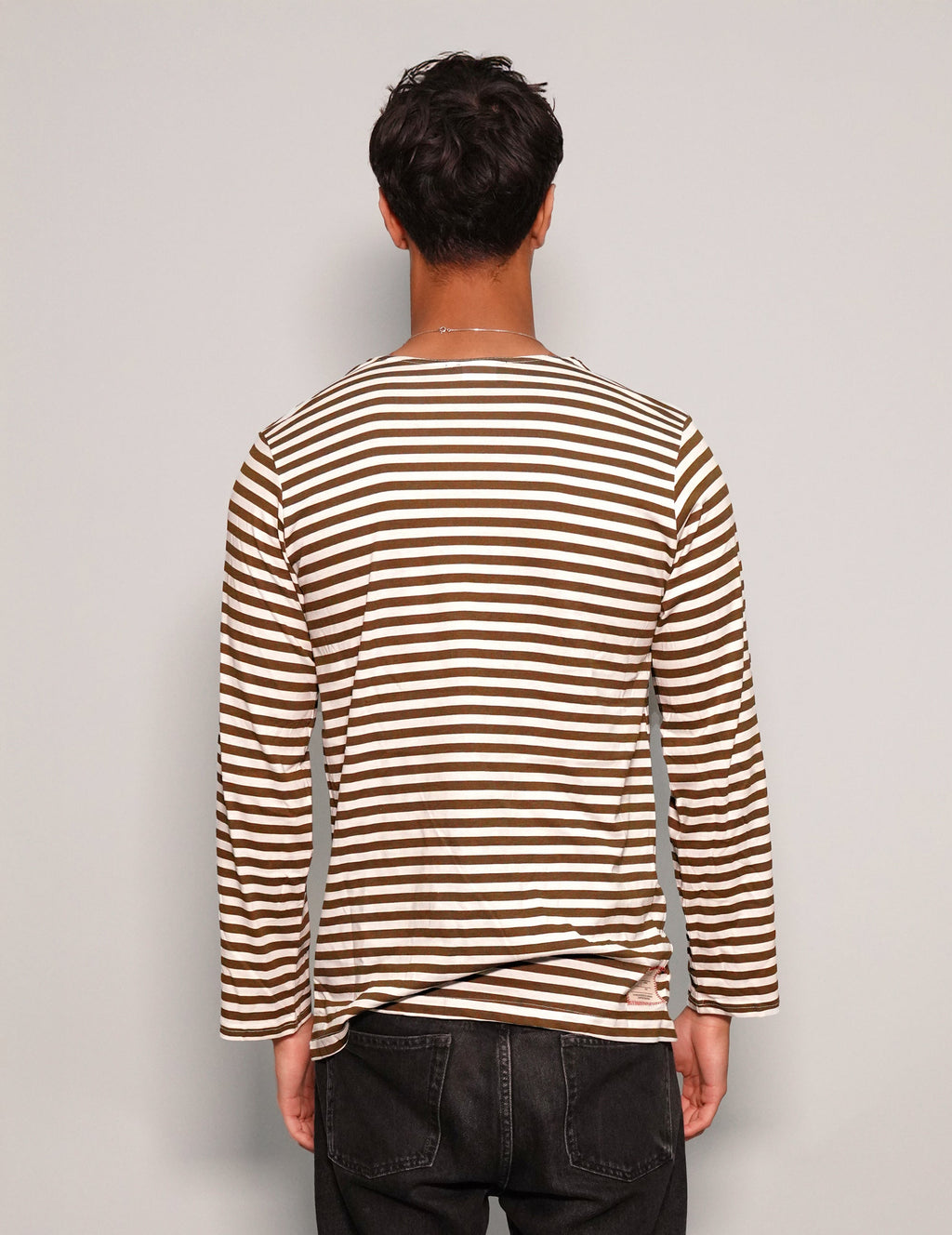 Vintage Naval Long Sleeve T-Shirt in Khaki Stripe