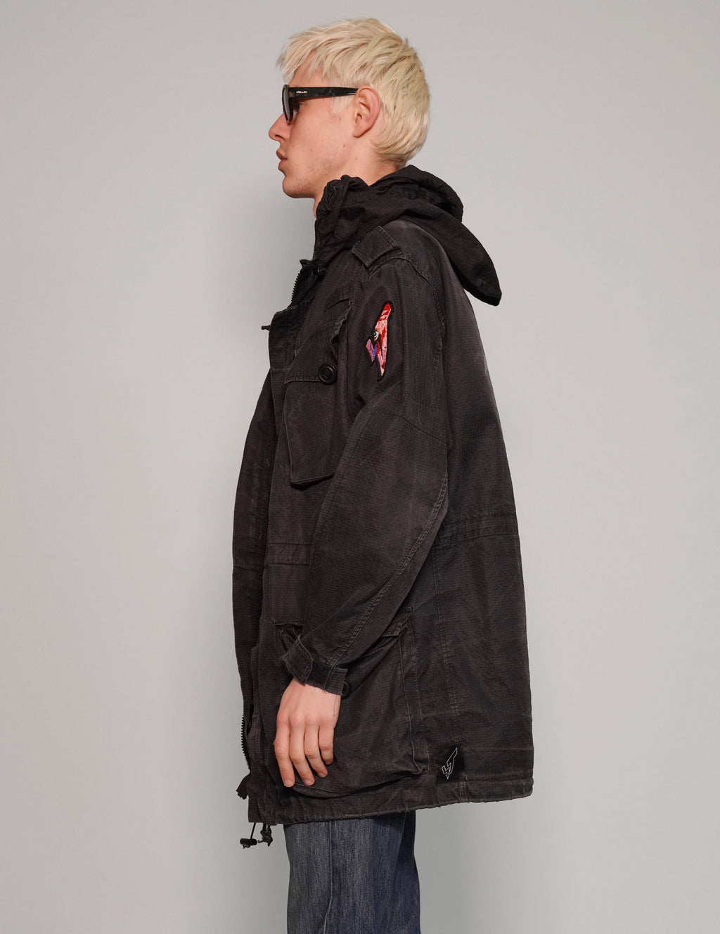 Tactical Utility Parka With Silver ST Logo in Black