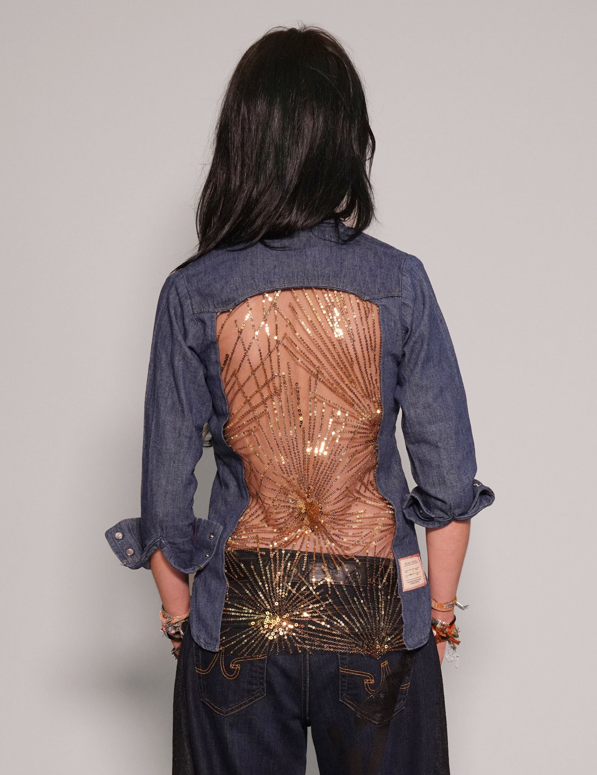 Party Back Shirt - Slim Fit - Gold Star Sequin