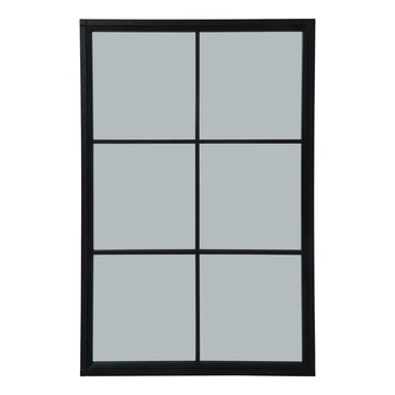 Oversized Georgian-style window mirror with ebony wood frame and grid detailing, enhancing light and space by Sostter at brixbailey.com