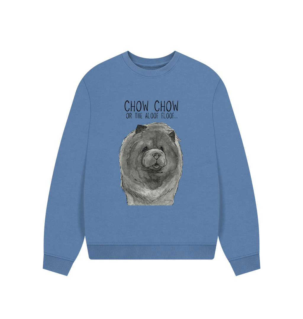 Stay Cozy in the Blue Chow Chow Women’s Oversized Sweatshirt – Featuring The Aloof Floof!