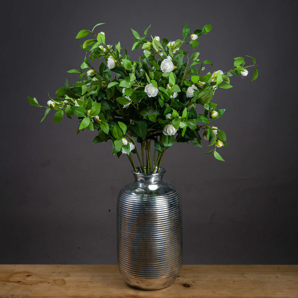 Artificial gardenia stem with cream petals and green accents, 35.4 tall, for realistic floral arrangements. by Sostter at brixbailey.com