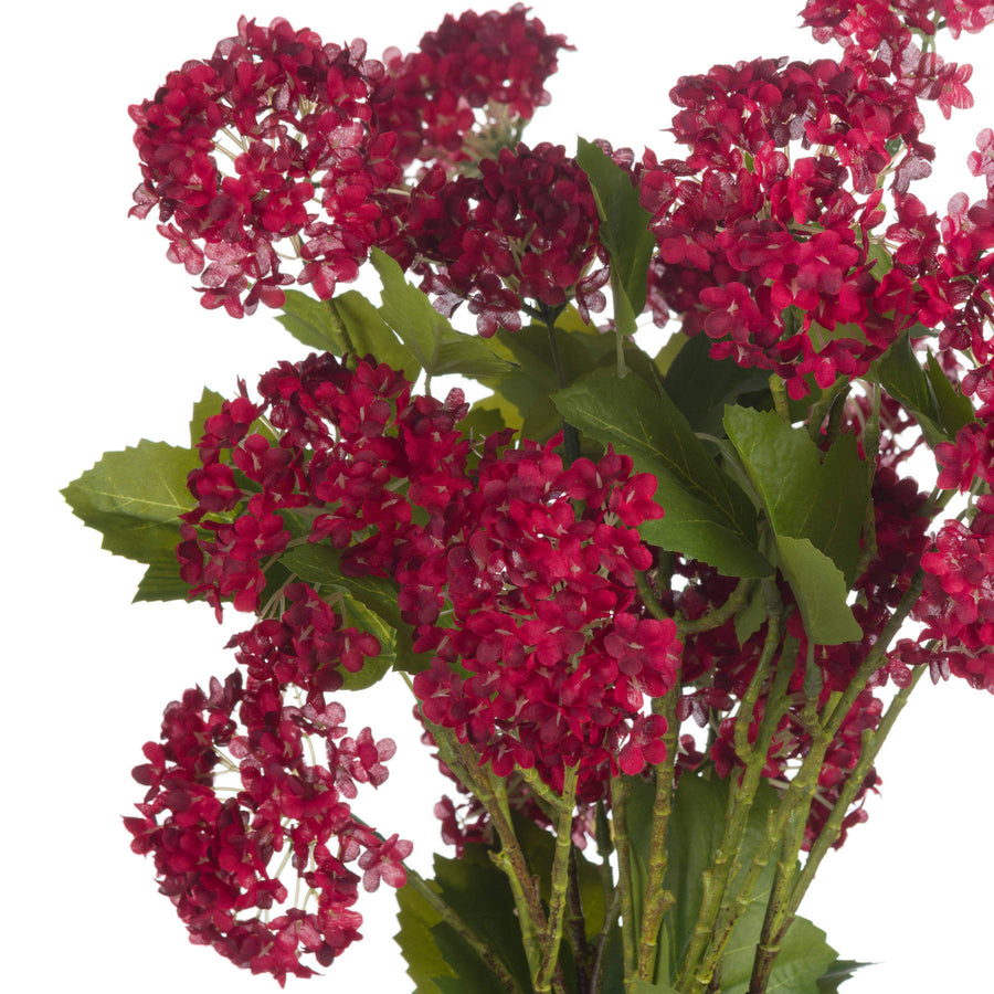 Lifelike artificial viburnum stem with crimson berries for autumn floral arrangements, 63cm tall, rich red fall decor. by Sostter at brixbailey.com