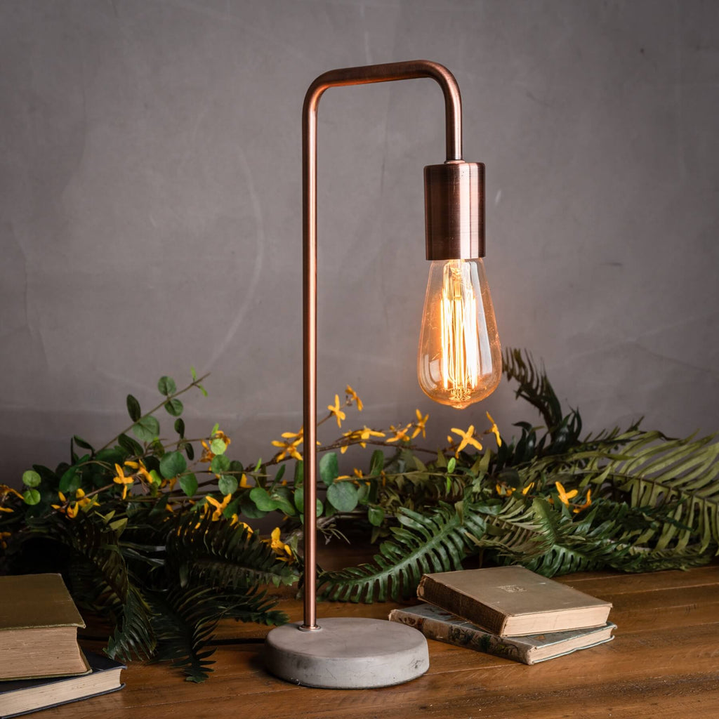 Copper and stone industrial lamp with E27 socket, 47cm tall, modern home decor  by Sostter at brixbailey.com