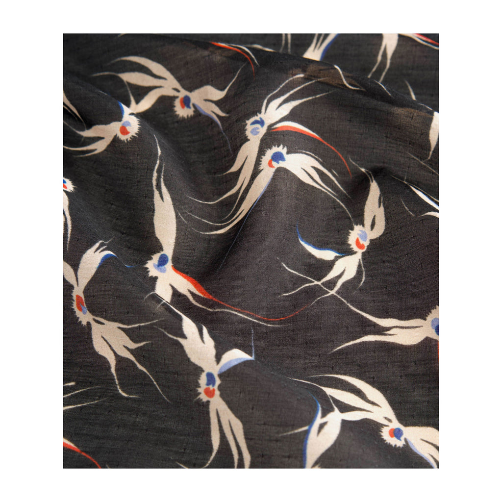 Stylised Bird Print Organic Cotton Silk Scarf - 30% Silk 70% Organic Cotton