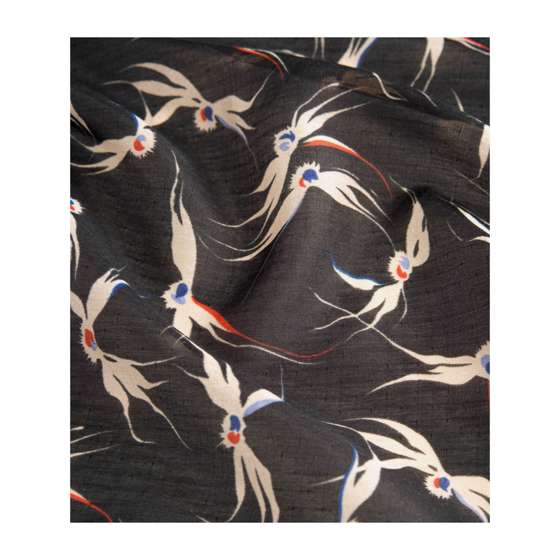 Stylised Bird Print Organic Cotton Silk Scarf - 30% Silk 70% Organic Cotton