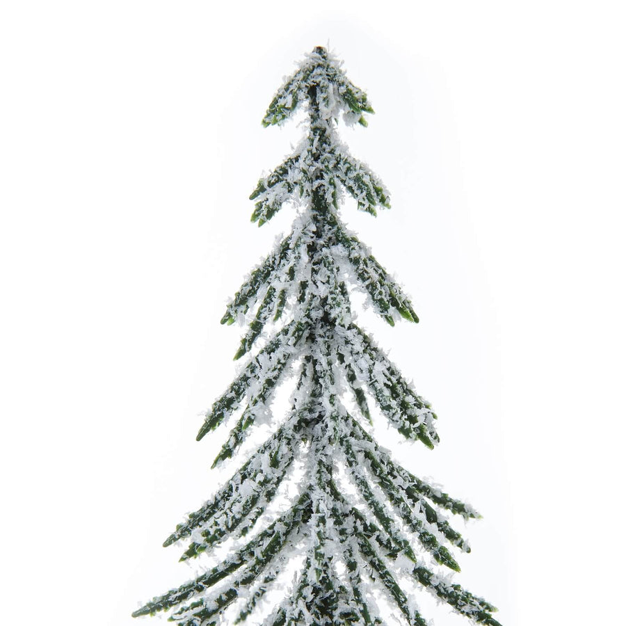 Handcrafted snowy spindle tree with glittering snow details on natural wood base, 30cm winter decor centerpiece by Sostter at brixbailey.com