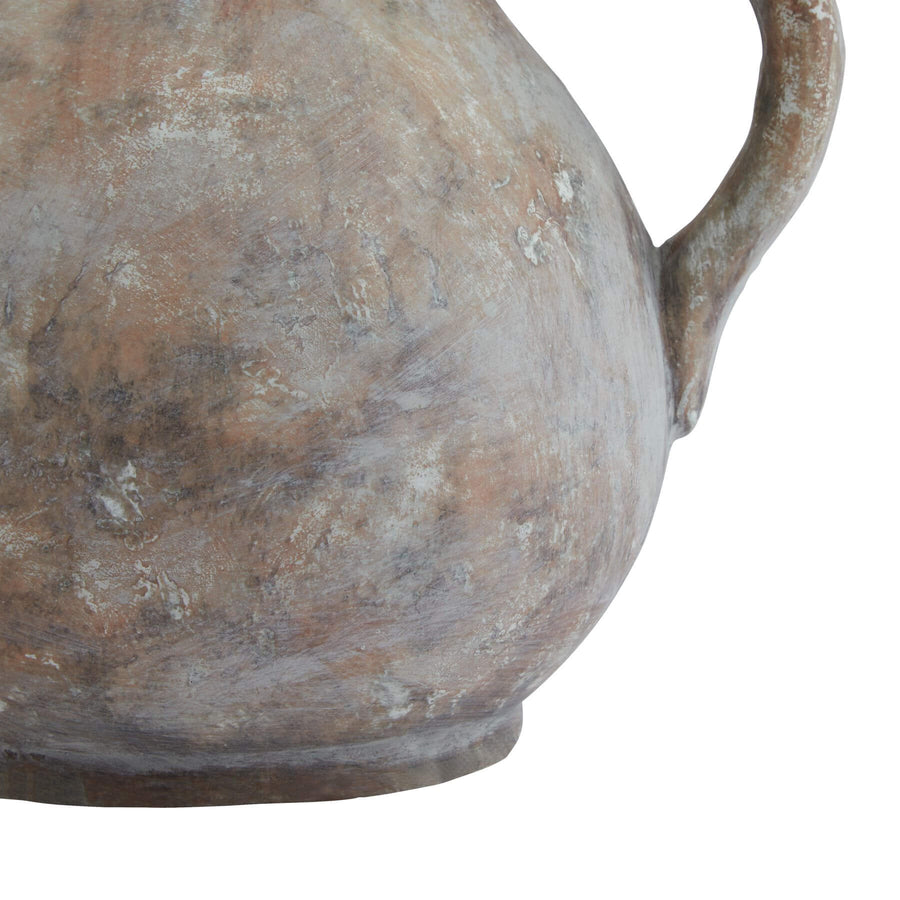 Siena brown terracotta jug with distressed finish, curved handle, and rustic Mediterranean charm for home decor by Sostter at brixbailey.com