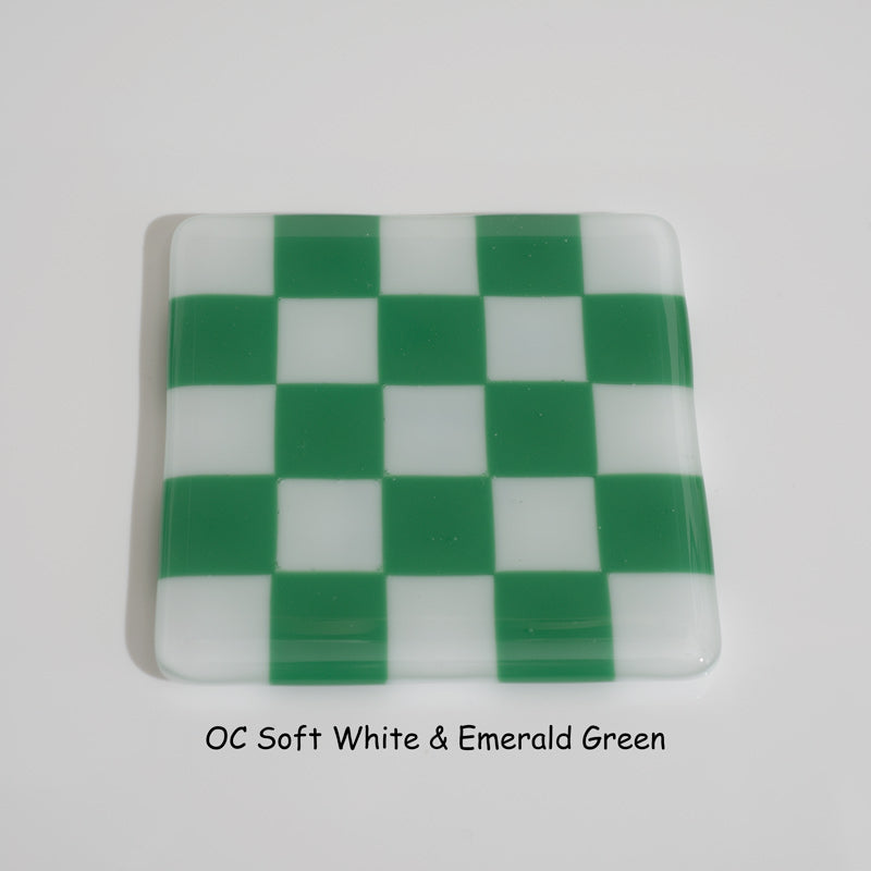 10cm Chequered Soft White/Colour Coaster - Oceanside Collection
