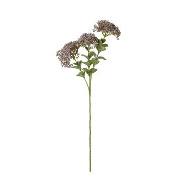 Lifelike purple faux Sedum spray with green foliage, 58cm tall, for bouquets or home decor by Sostter at brixbailey.com
