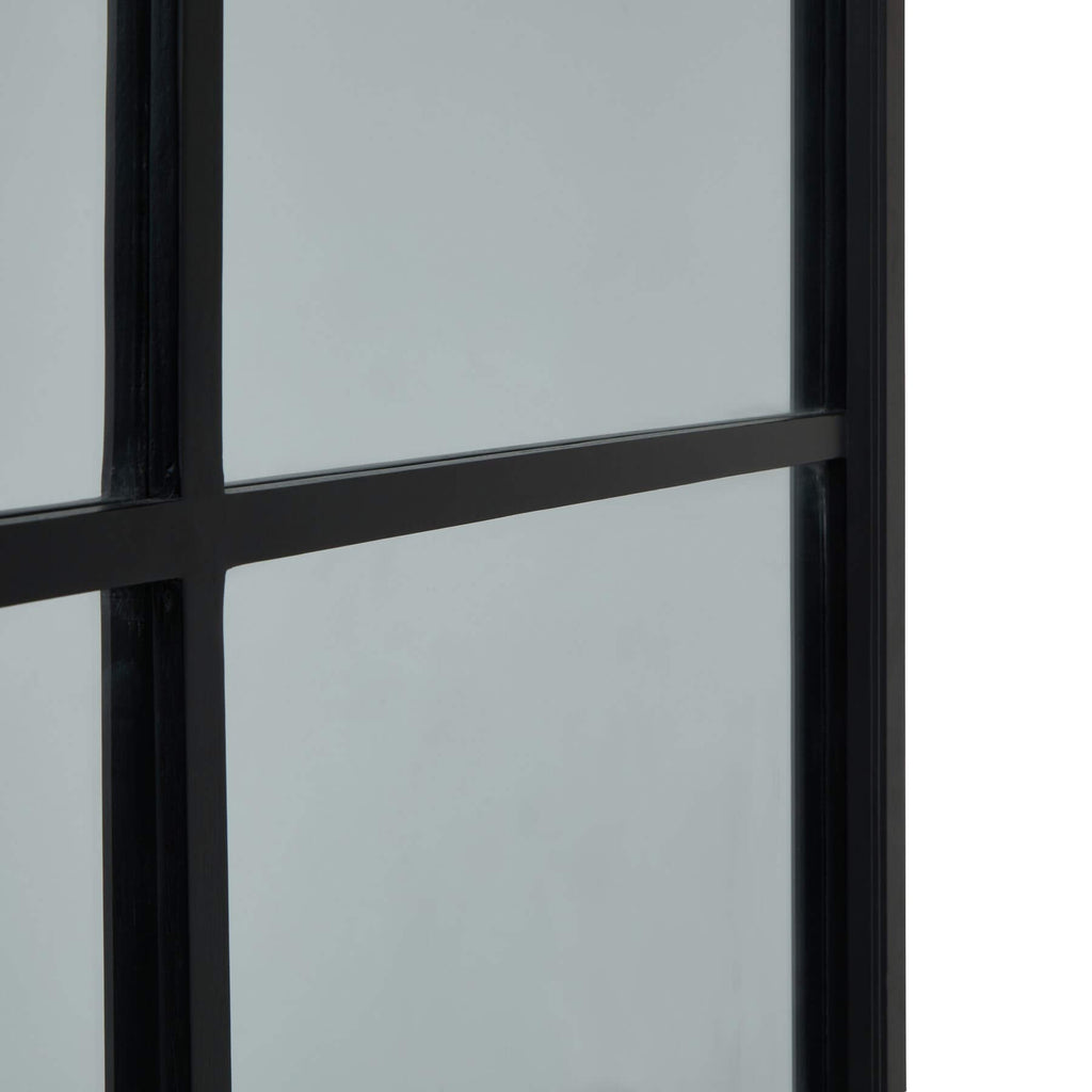 Oversized Georgian-style window mirror with deep ebony wood frame, enhancing light and space in modern or traditional interiors by Sostter at brixbailey.com