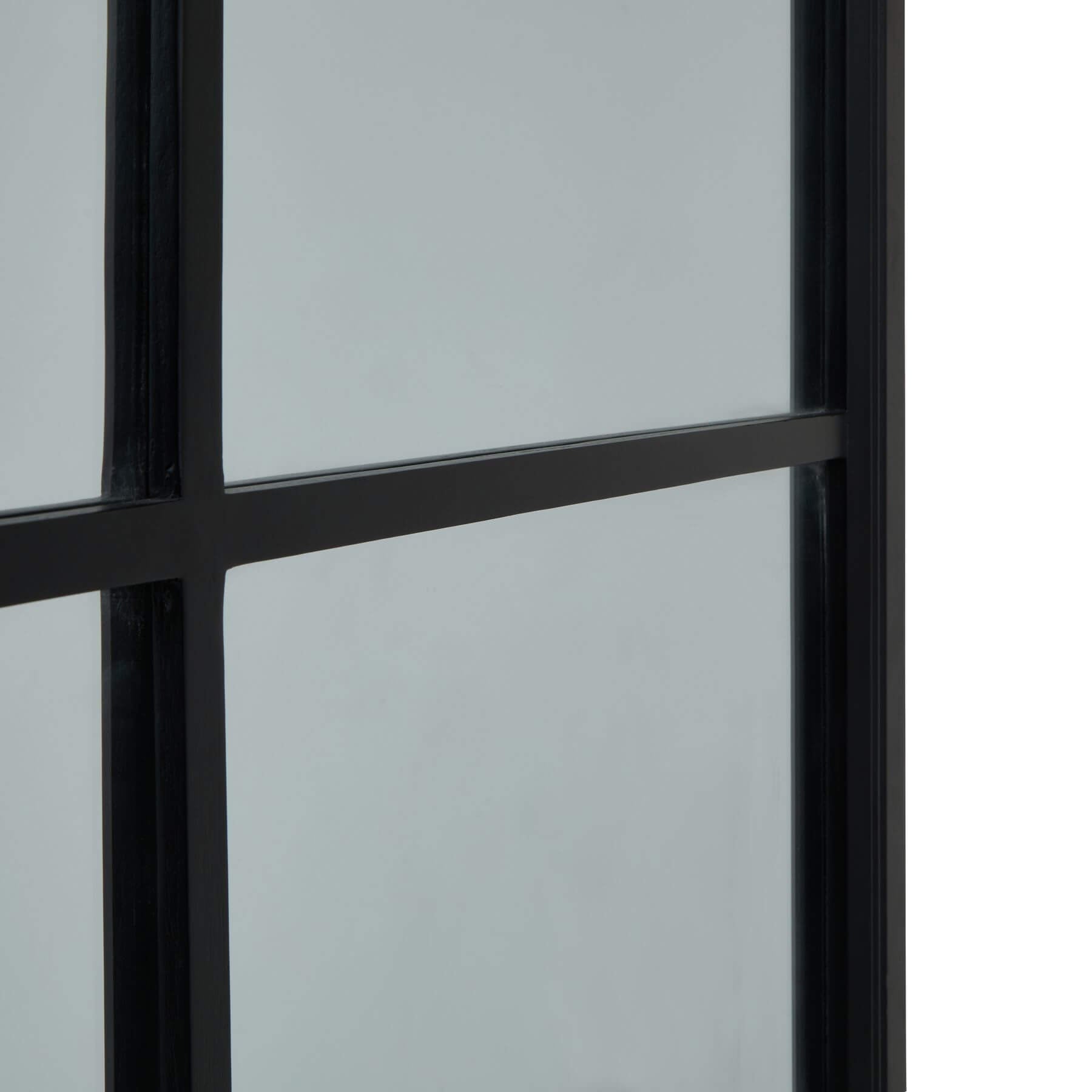 Oversized Georgian-style window mirror with deep ebony wood frame, enhancing light and space in modern or traditional interiors by Sostter at brixbailey.com
