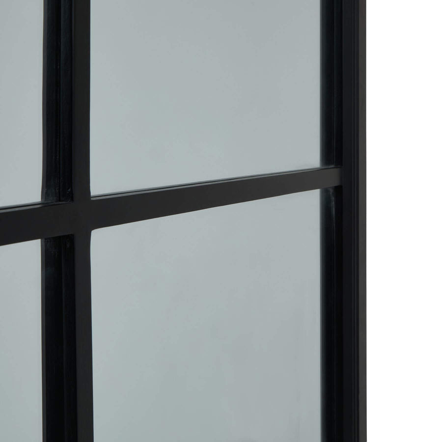 Oversized Georgian-style window mirror with deep ebony wood frame, enhancing light and space in modern or traditional interiors by Sostter at brixbailey.com
