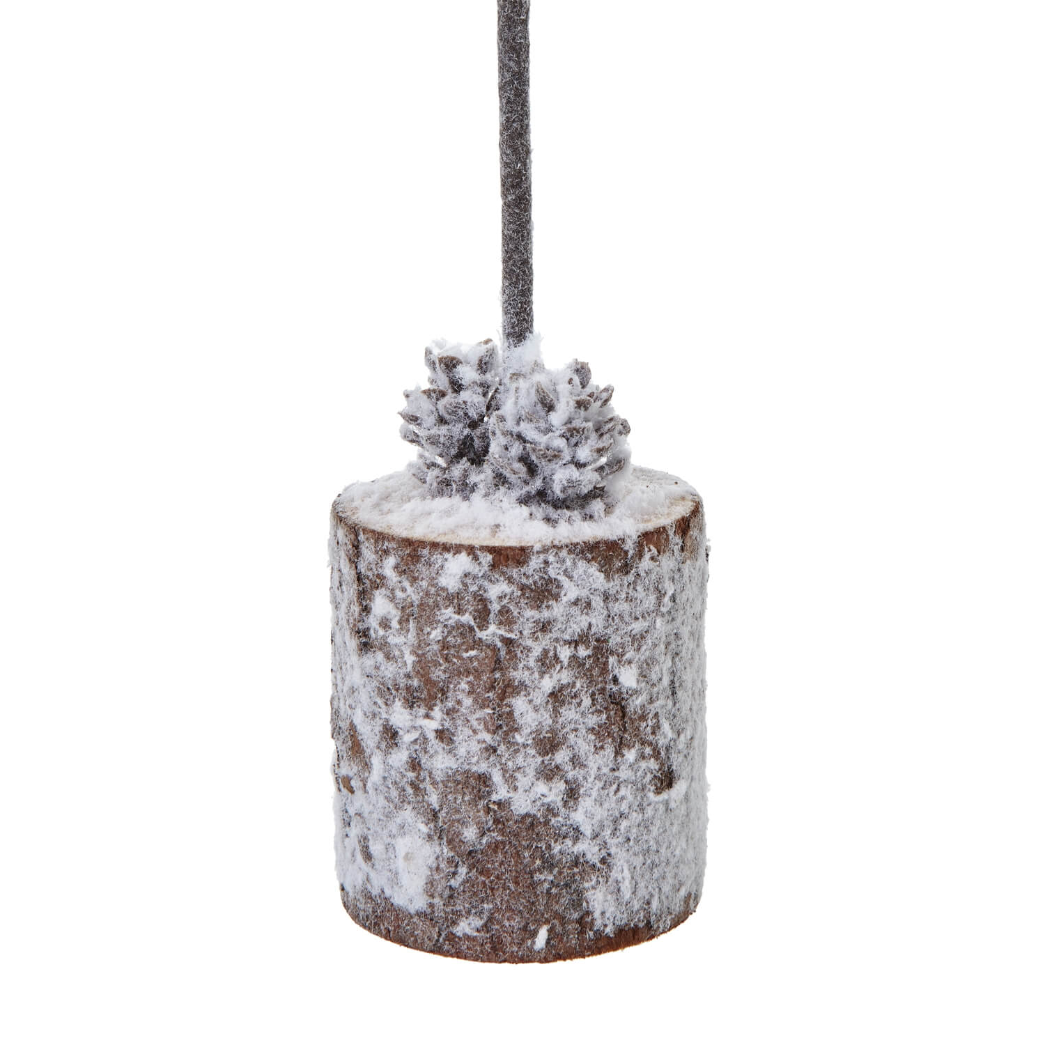Miniature snow-dusted winter tree with handcrafted wood log base, 35cm rustic home decor by Sostter at brixbailey.com
