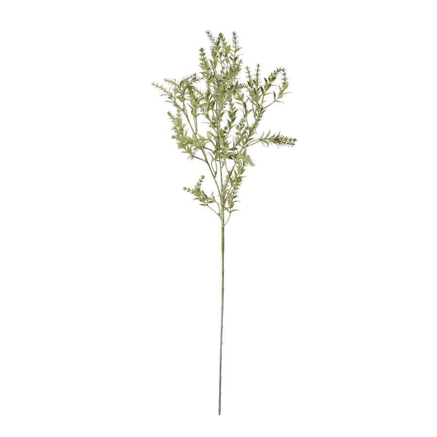 Handcrafted green plastic broom stem for floral decor, 75cm tall with feathery strands, rustic botanical design by Sostter at brixbailey.com