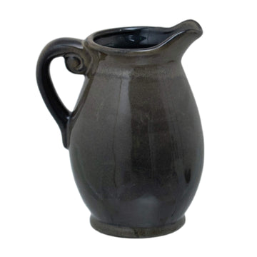Handcrafted ceramic vase with charcoal-to-olive ombre reactive glaze, organic modern design, 22cm height. by Sostter at brixbailey.com