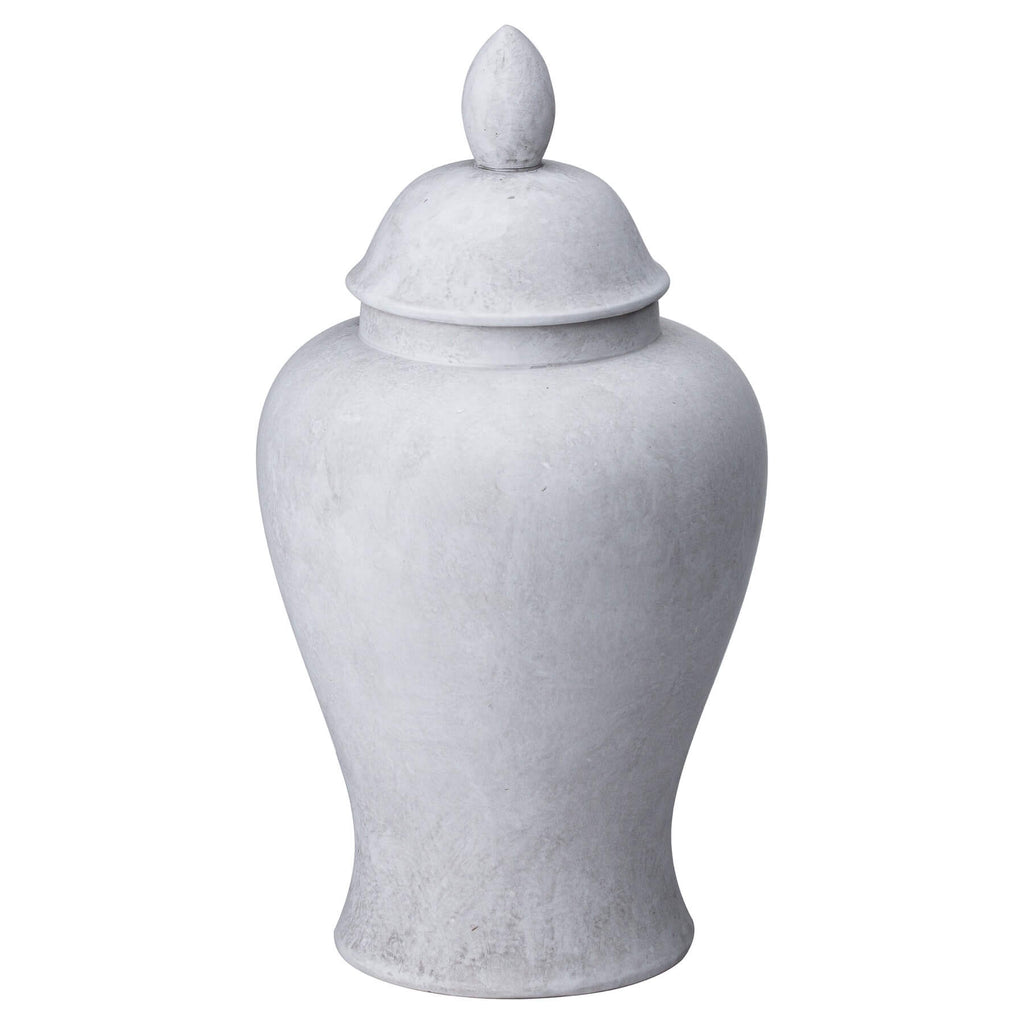 Hand-finished stone-textured ceramic ginger jar in neutral hue, 32cm tall with classic silhouette for home decor or floral display. by Sostter at brixbailey.com