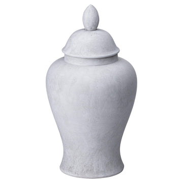 Hand-finished stone-textured ceramic ginger jar in neutral hue, 32cm tall with classic silhouette for home decor or floral display. by Sostter at brixbailey.com