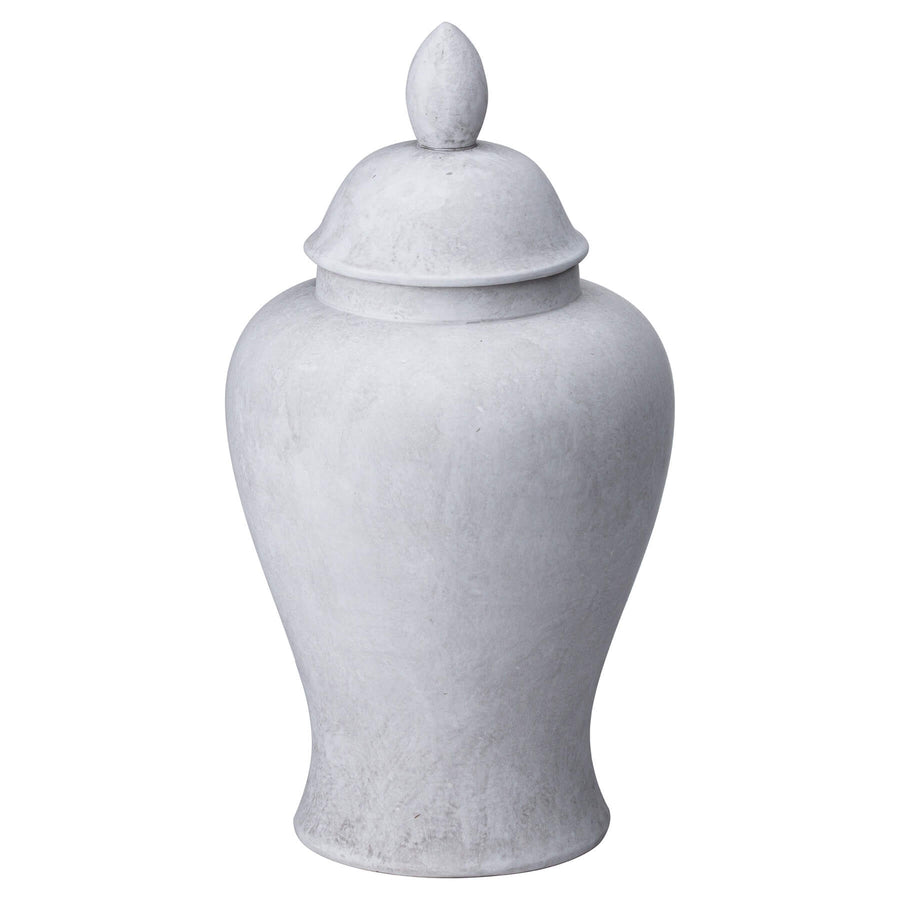 Hand-finished stone-textured ceramic ginger jar in neutral hue, 32cm tall with classic silhouette for home decor or floral display. by Sostter at brixbailey.com
