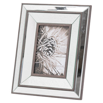 Tristan wood frame with beveled mirror in warm brown, 31cm x 26cm, for 5x7 photos  by Sostter at brixbailey.com