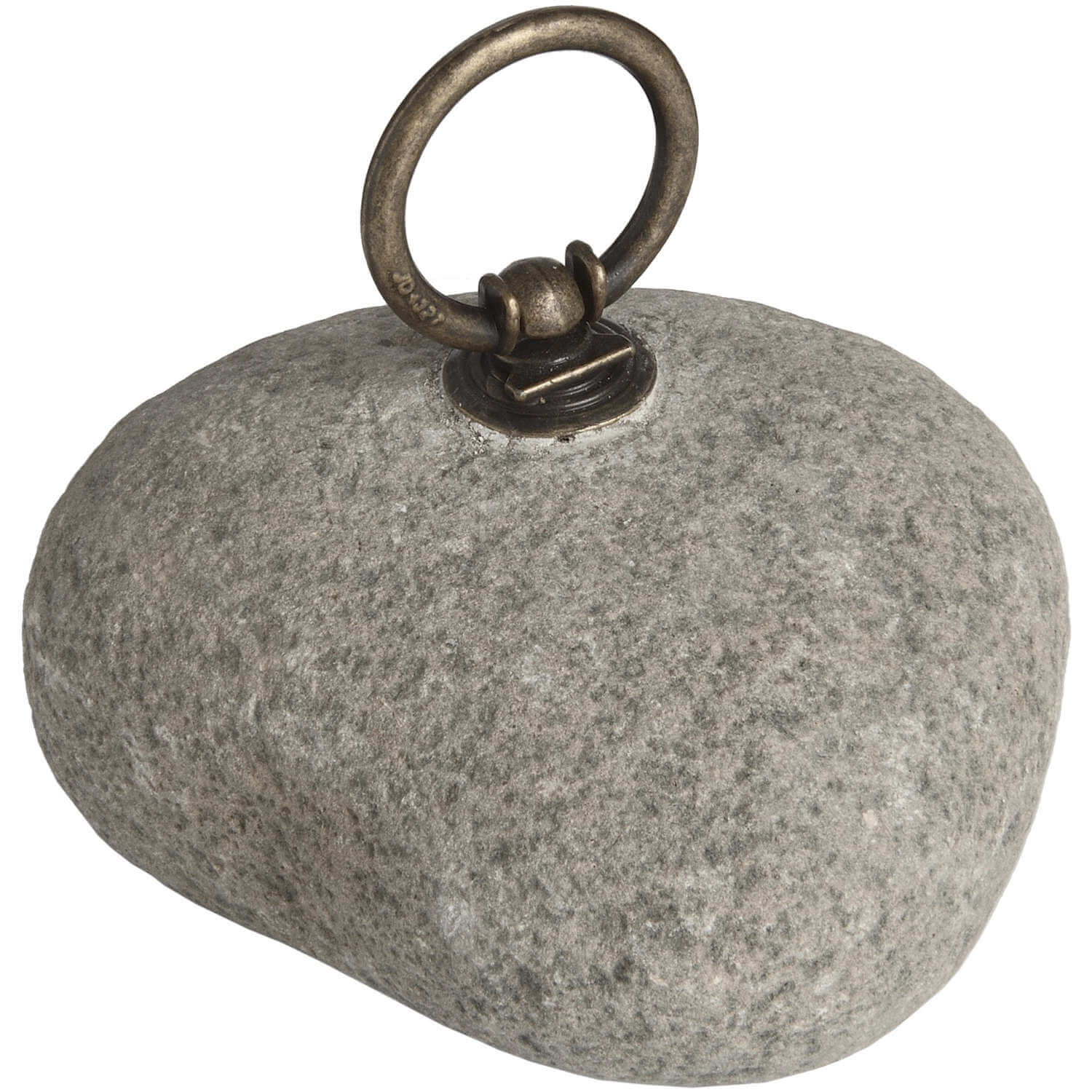 Handcrafted natural river stone door stop with ergonomic handle, earthy tones, and unique patterning for rustic home decor. by Sostter at brixbailey.com
