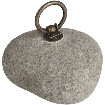 Handcrafted natural river stone door stop with ergonomic handle, earthy tones, and unique patterning for rustic home decor. by Sostter at brixbailey.com