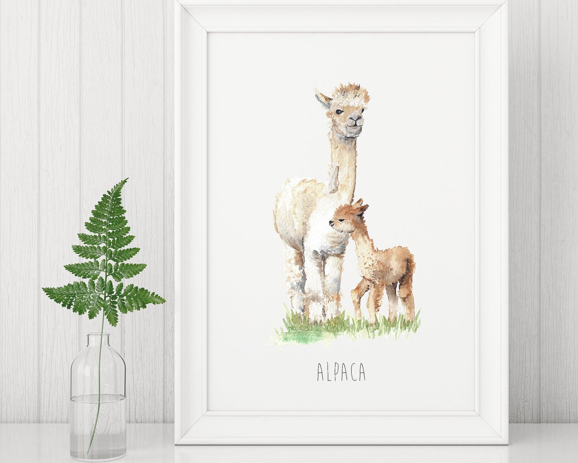 Personalised Alpaca Watercolour Art Print – Perfect for Nursery or Kids Room Decor